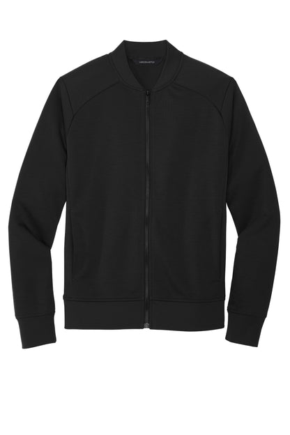 Mercer+Mettle Double-Knit Bomber in Deep Black, front flat