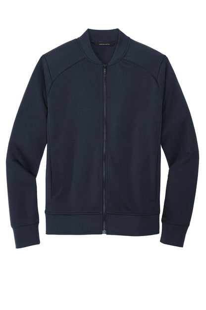 Mercer+Mettle Double-Knit Bomber in Night Navy, front flat