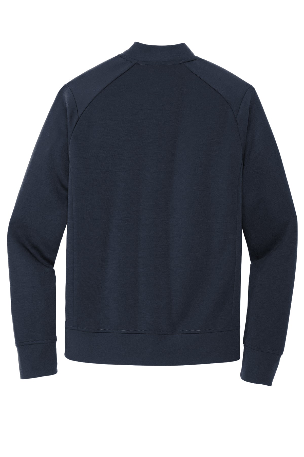 Mercer+Mettle Double-Knit Bomber in Night Navy, back flat