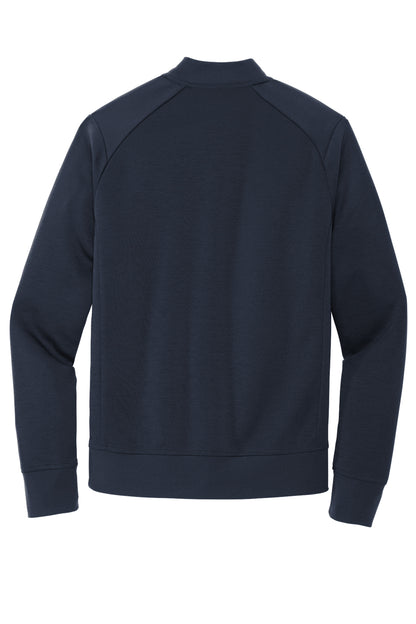 Mercer+Mettle Double-Knit Bomber in Night Navy, back flat