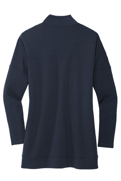 Mercer+Mettle Women’s Stretch Open-Front Cardigan in Night Navy, back flat