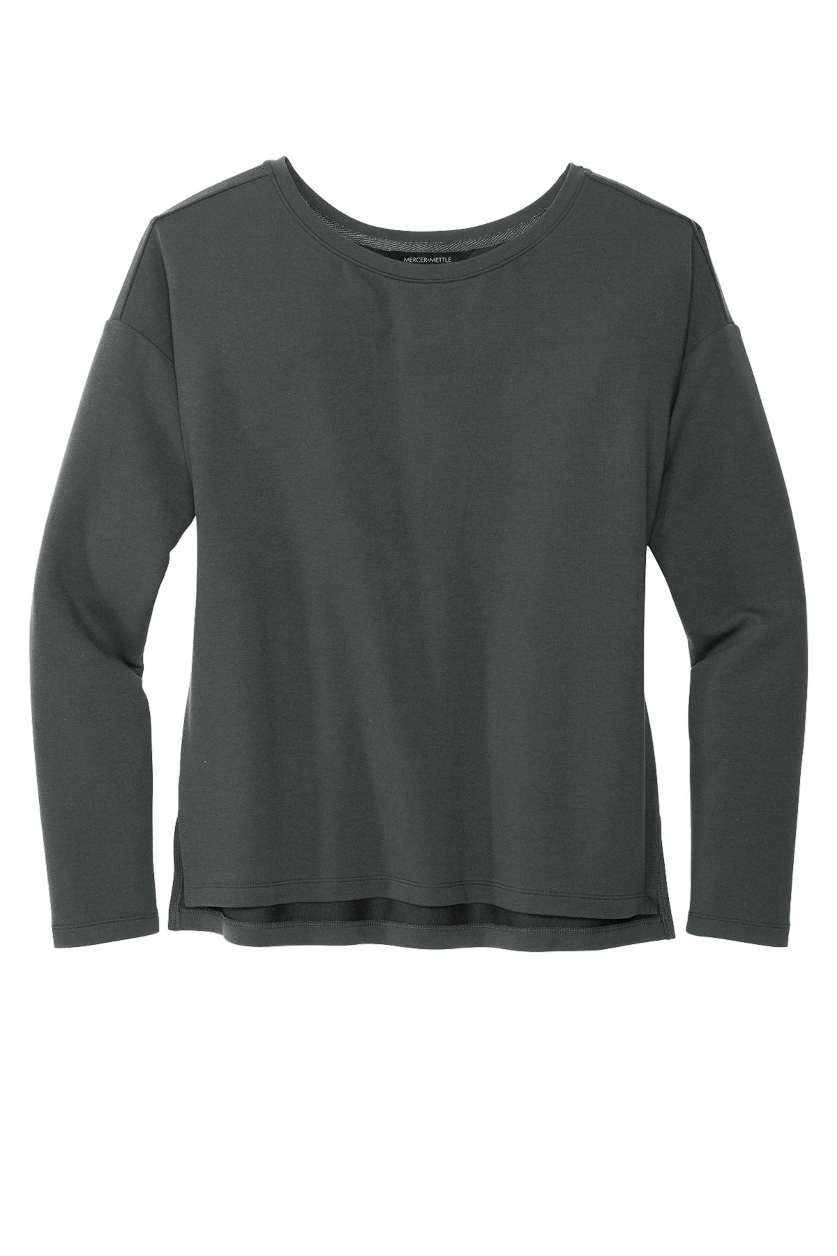 Mercer+Mettle Women's Stretch Drop Shoulder Pullover in Anchor Grey, front flat