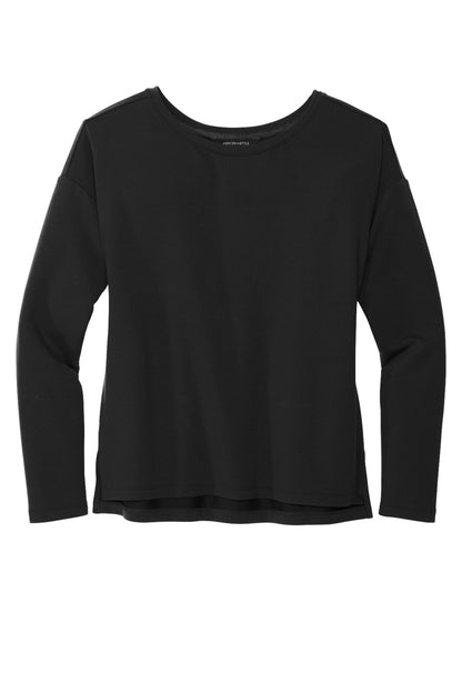 Mercer+Mettle Women's Stretch Drop Shoulder Pullover in Deep Black, front flat