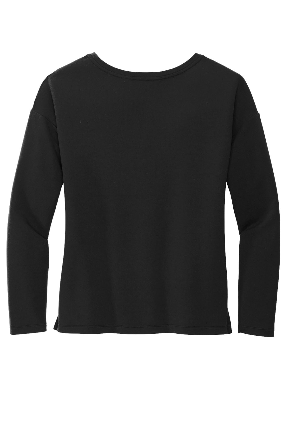 Mercer+Mettle Women's Stretch Drop Shoulder Pullover in Deep Black, back flat