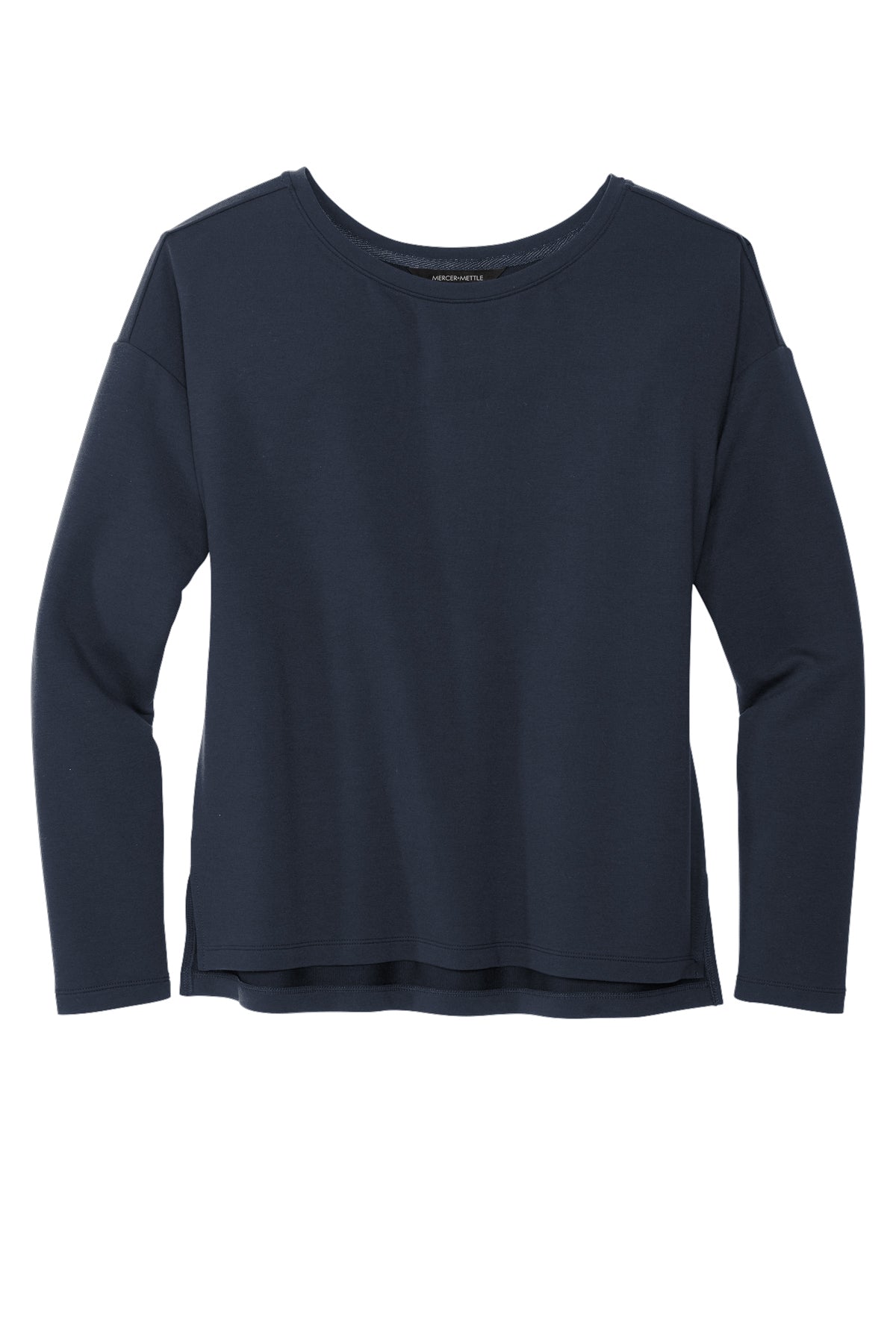 Mercer+Mettle Women's Stretch Drop Shoulder Pullover in Night Navy, front flat