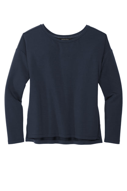 Mercer+Mettle Women's Stretch Drop Shoulder Pullover in Night Navy, front flat