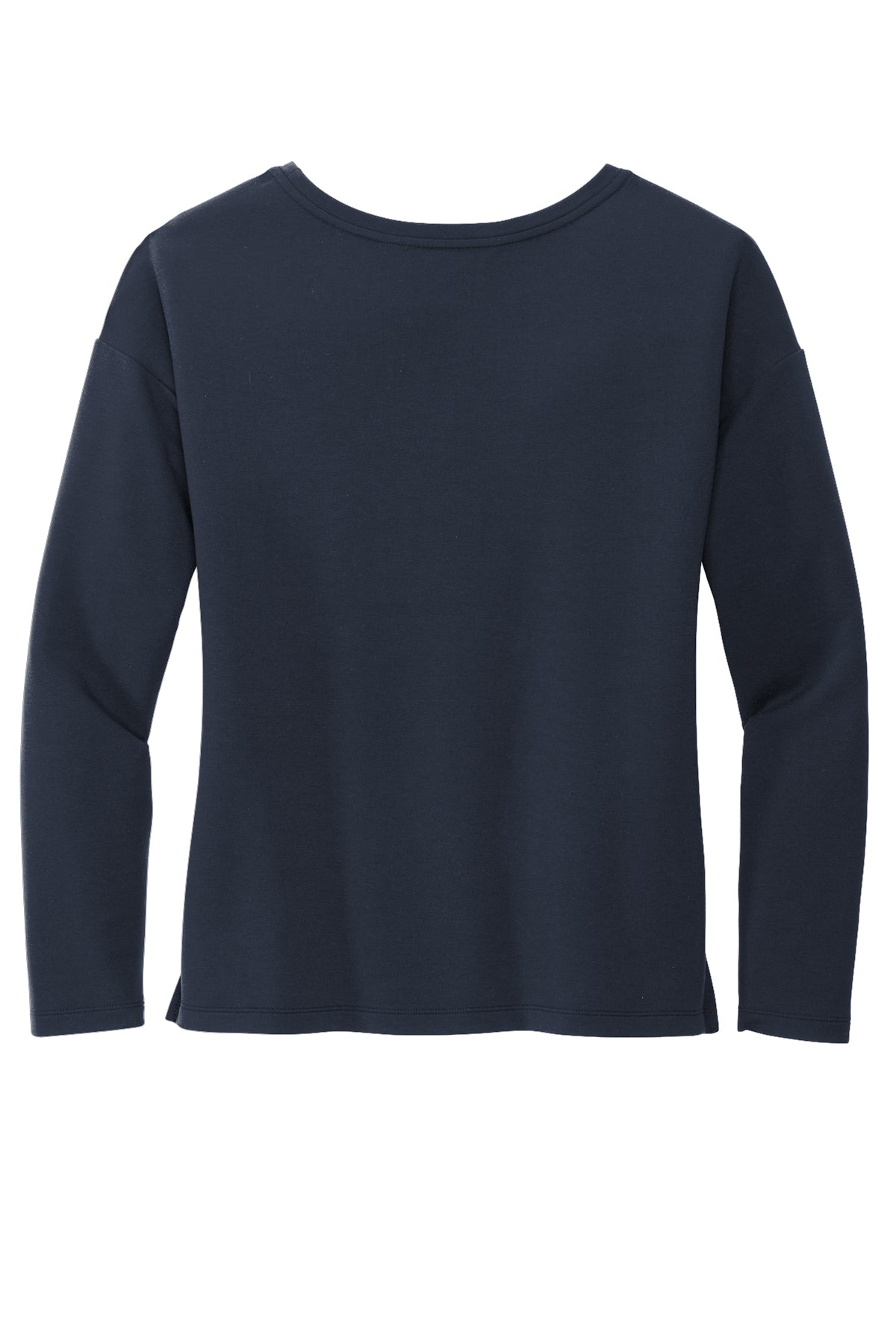 Mercer+Mettle Women's Stretch Drop Shoulder Pullover in Night Navy, back flat