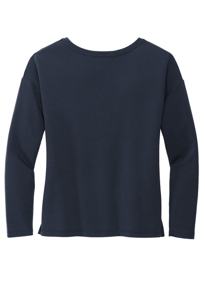 Mercer+Mettle Women's Stretch Drop Shoulder Pullover in Night Navy, back flat