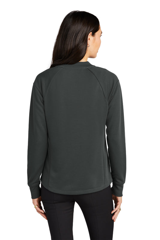 Mercer+Mettle Women's Double-Knit Bomber in Anchor Grey, back on model