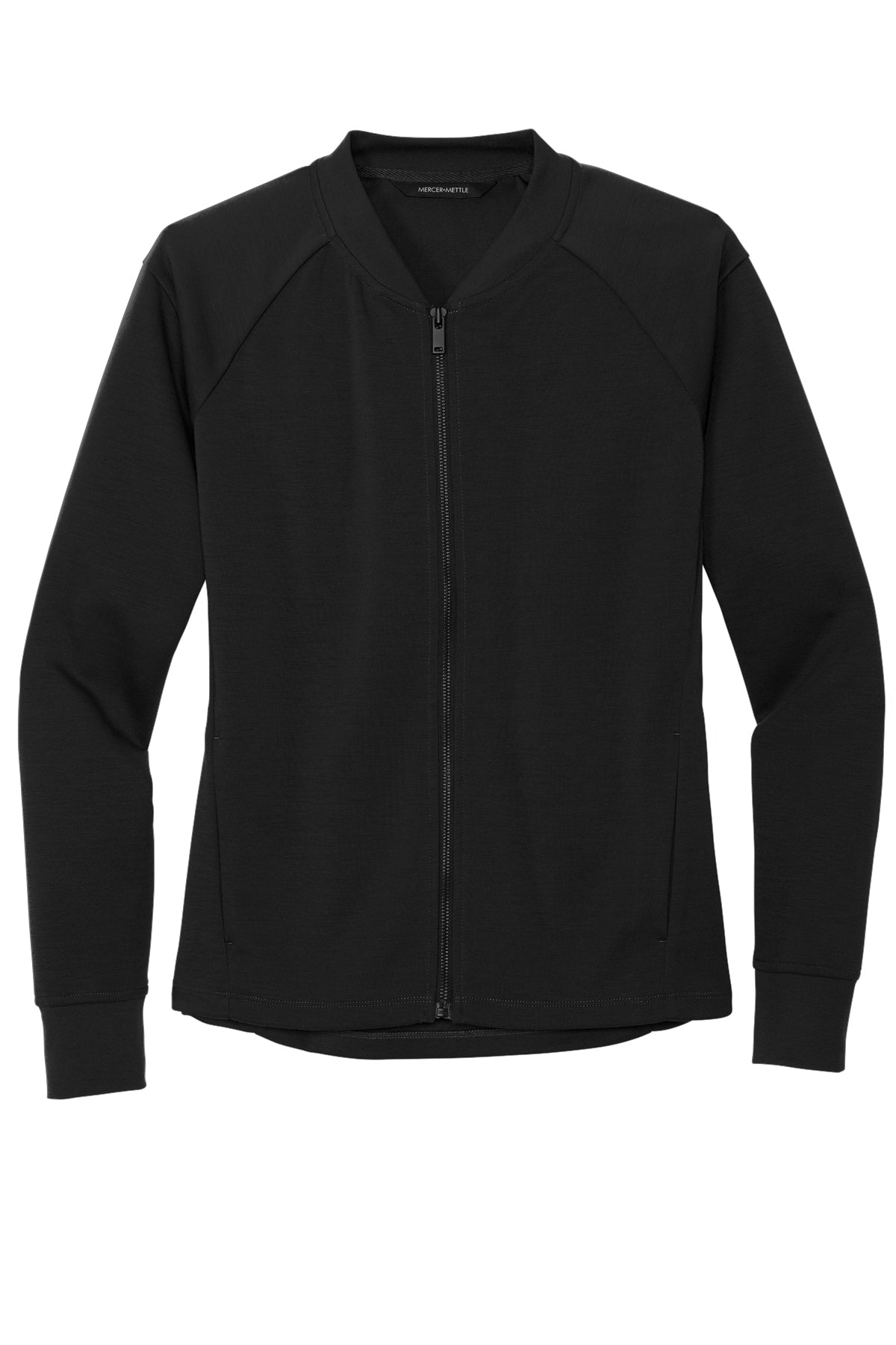Mercer+Mettle Women's Double-Knit Bomber in Deep Black, front flat