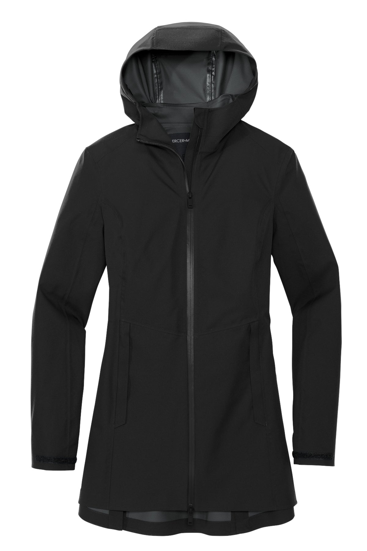 Mercer+Mettle Women’s Waterproof Rain Shell in Deep Black, front flat