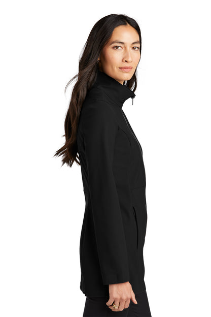 Mercer+Mettle Women’s Faille Soft Shell in Deep Black, side on model