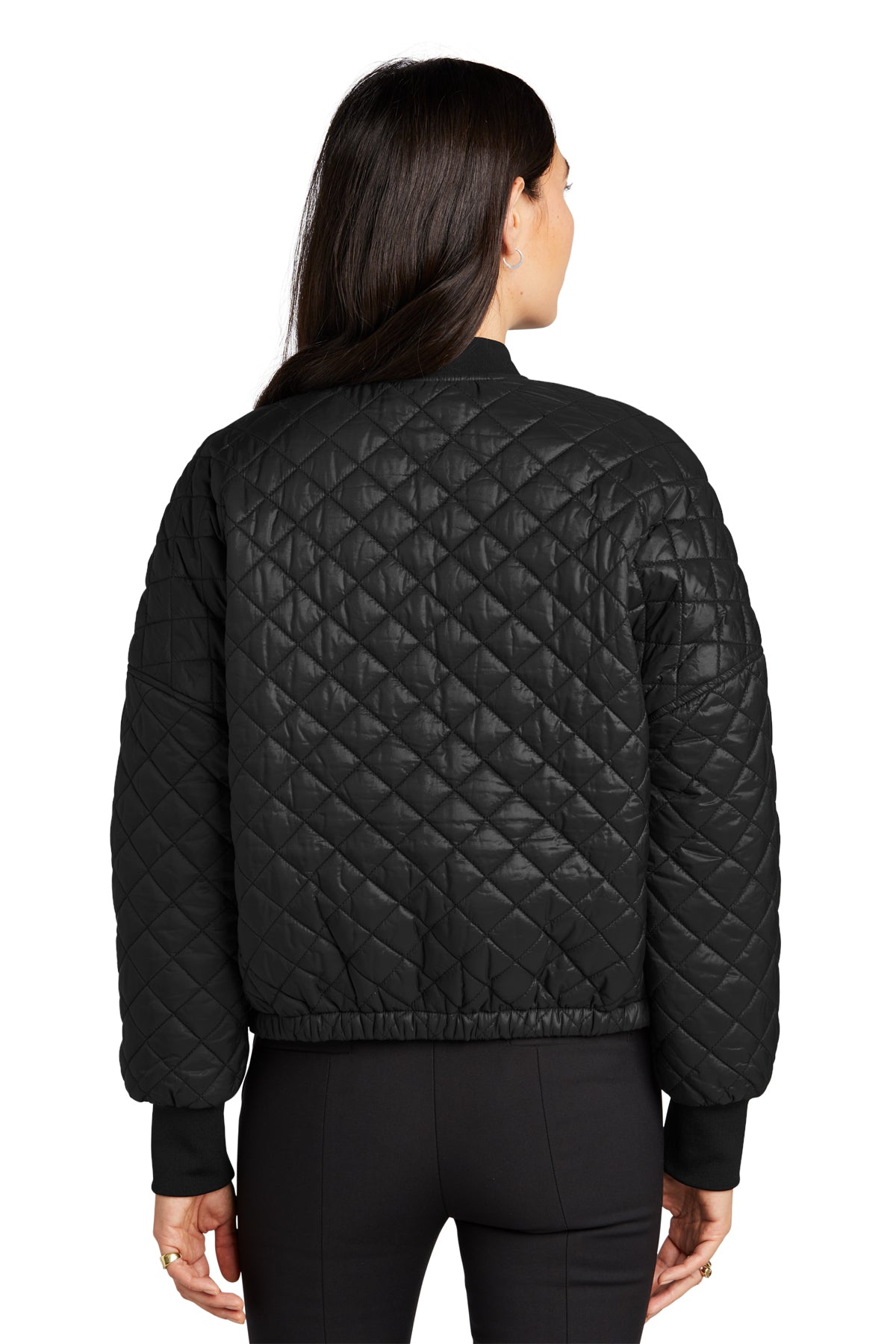 Mercer+Mettle Women’s Boxy Quilted Jacket in Deep Black, back on model