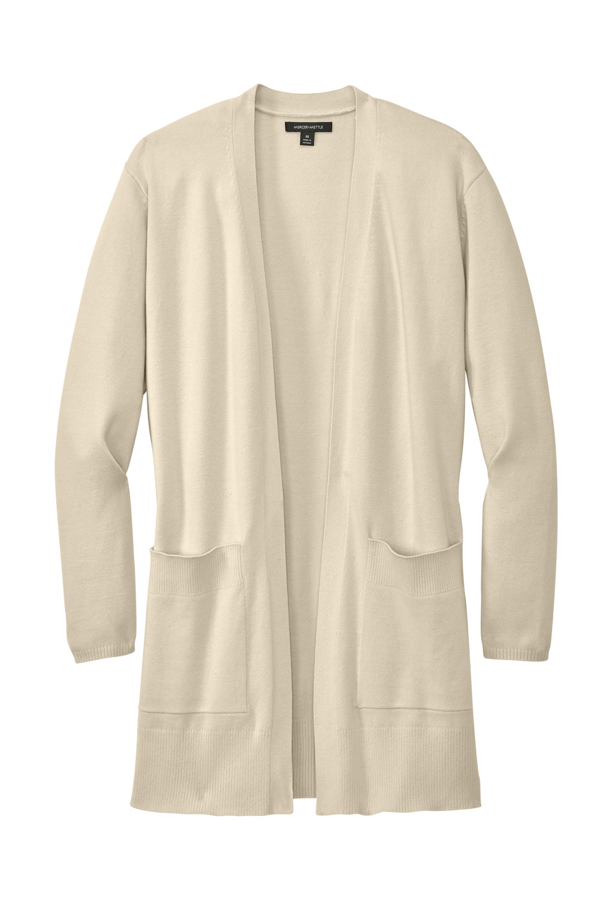 Mercer+Mettle Women’s Open-Front Cardigan Sweater in Birch, front flat