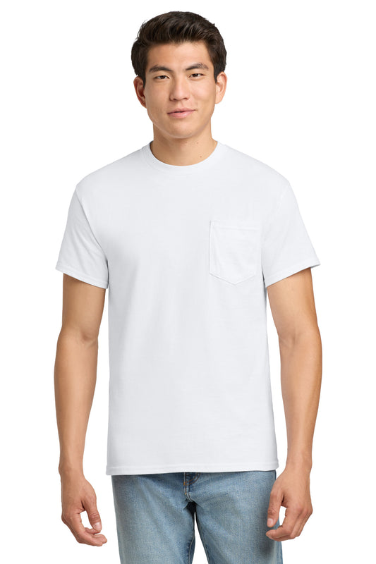 Gildan Ultra Cotton 100% US Cotton T-Shirt with Pocket - White - front