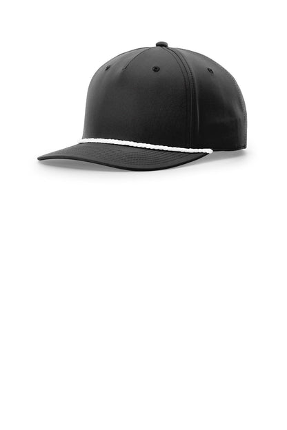 Richardson 5-Panel Classic Rope Cap - Black/ White - front