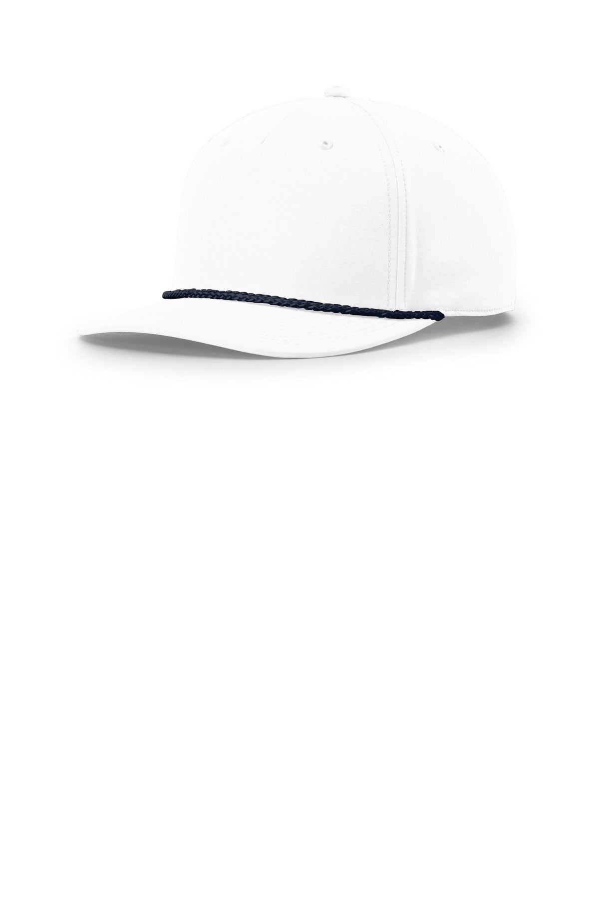 Richardson 5-Panel Classic Rope Cap - White/ Navy - front