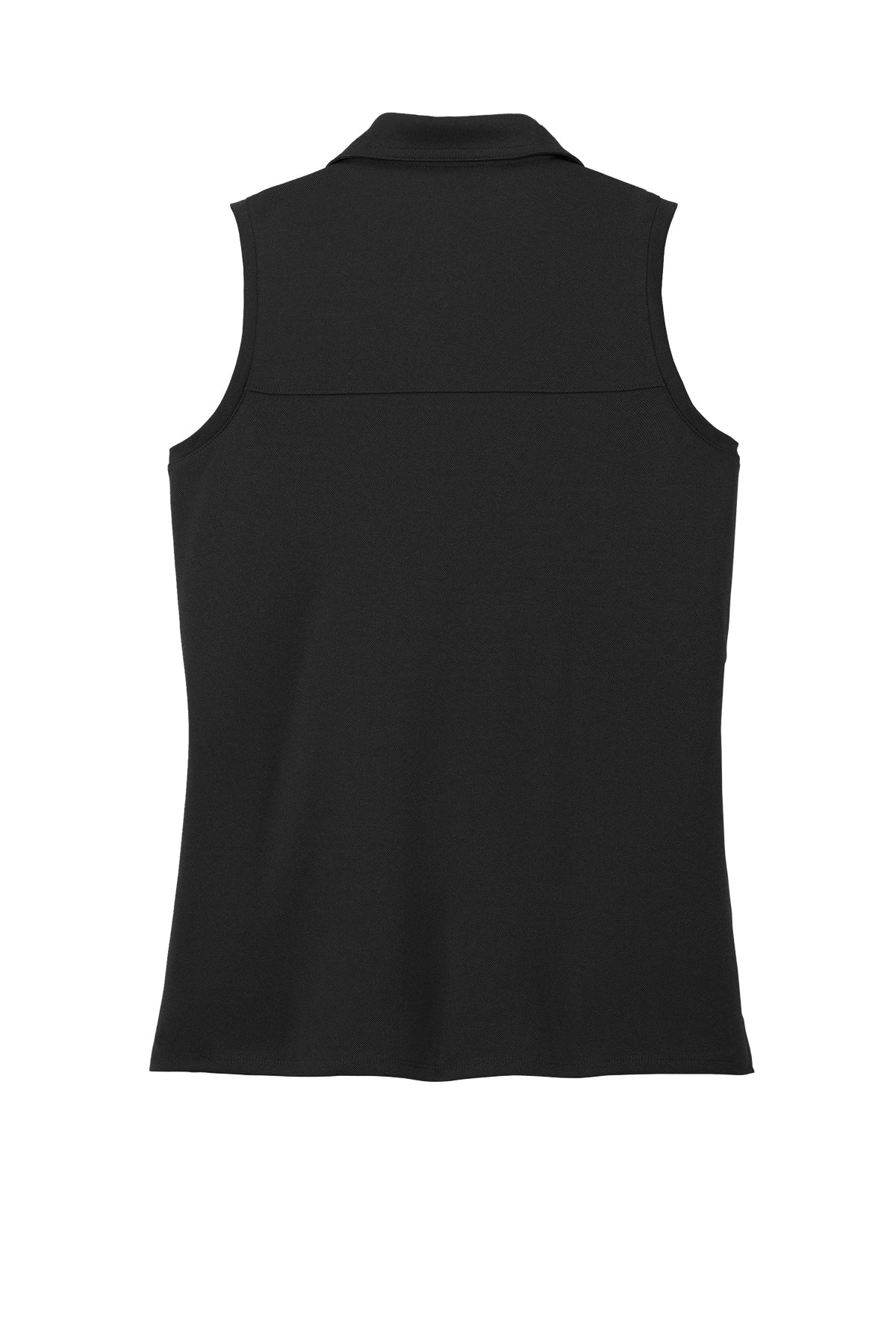 TravisMathew Women's Coto Performance Sleeveless Polo in Black, back flat