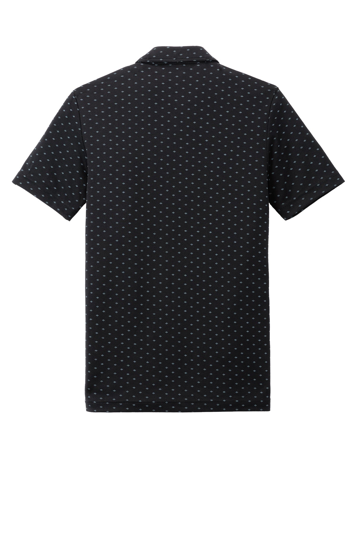 TravisMathew Oceanside Geo Polo in Black/ Aegean Blue, back flat