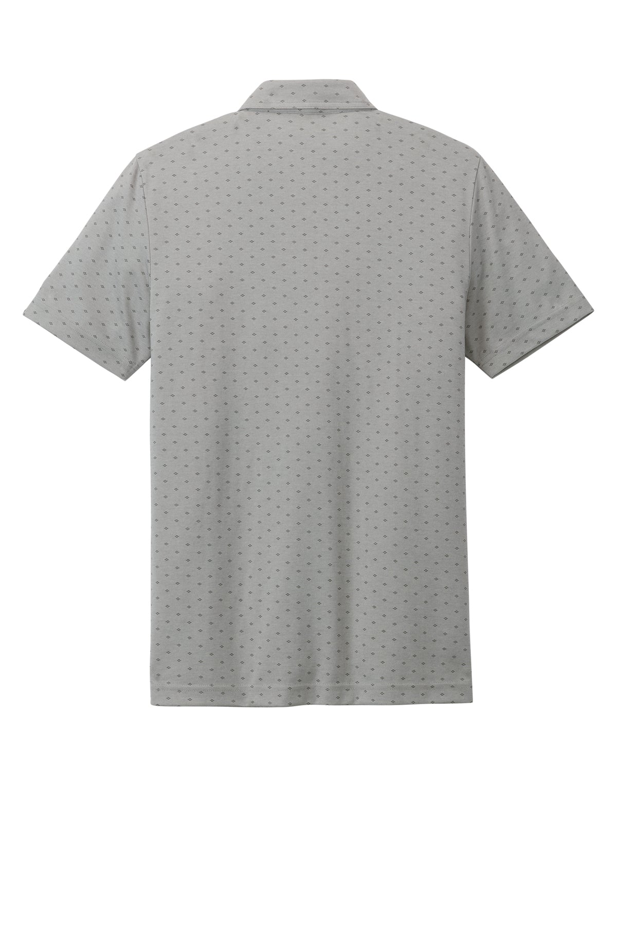 TravisMathew Oceanside Geo Polo in Quiet Shade Grey Heather/ Dark Grey, back flat