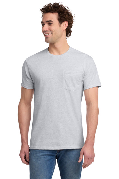 Jerzees Dri-Power 50/50 Cotton/Poly Pocket T-Shirt - Ash - front