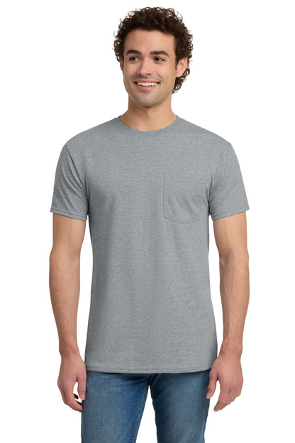 Jerzees Dri-Power 50/50 Cotton/Poly Pocket T-Shirt - Athletic Heather - front
