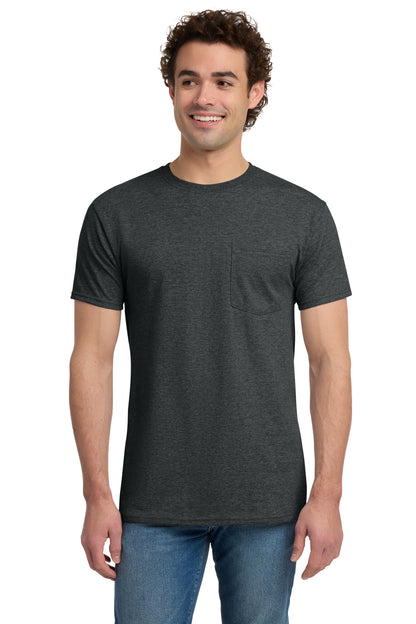 Jerzees Dri-Power 50/50 Cotton/Poly Pocket T-Shirt - Black Heather - front