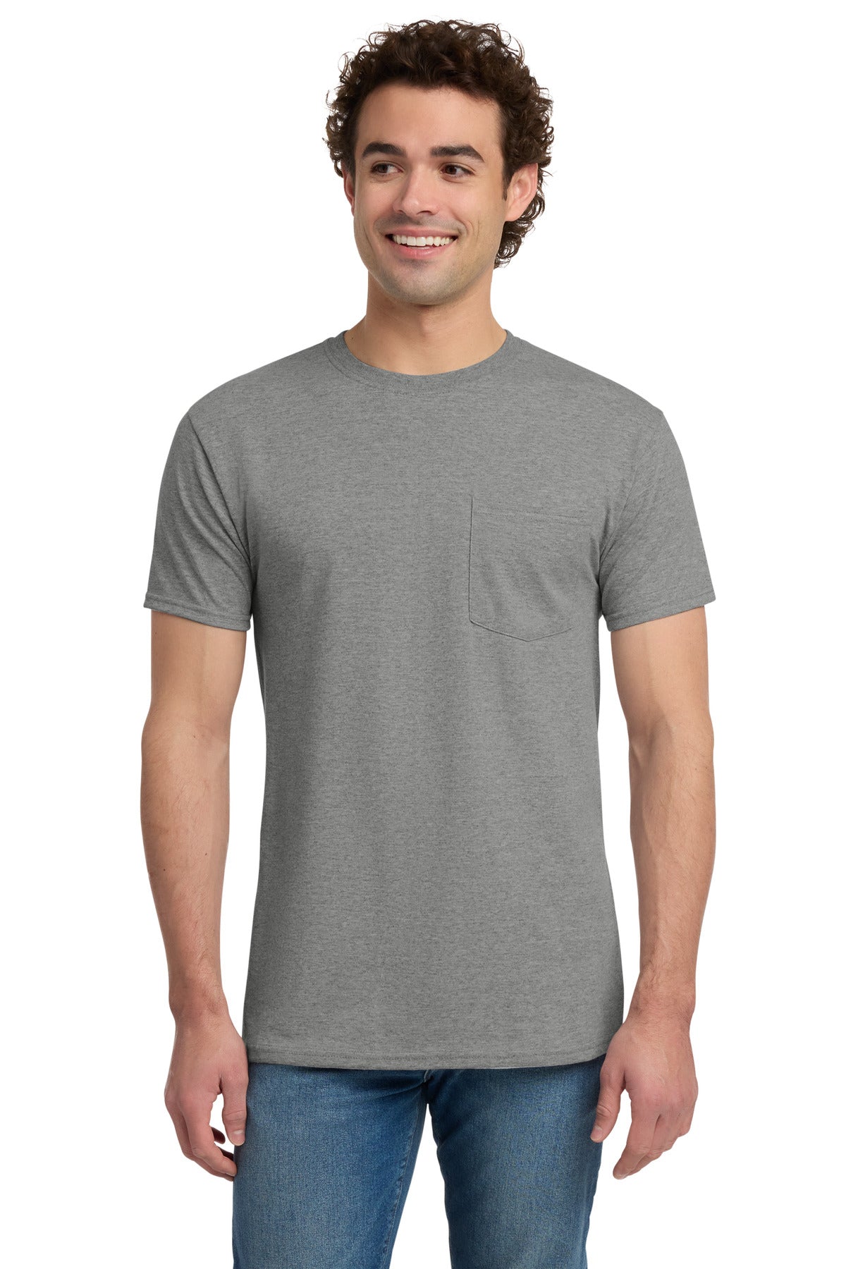 Jerzees Dri-Power 50/50 Cotton/Poly Pocket T-Shirt - Oxford - front
