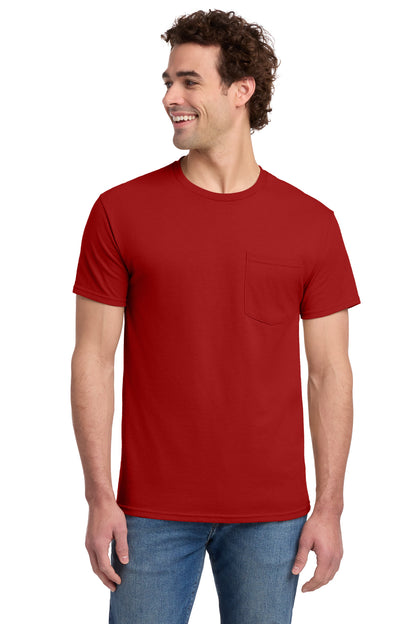 Jerzees Dri-Power 50/50 Cotton/Poly Pocket T-Shirt - True Red - front