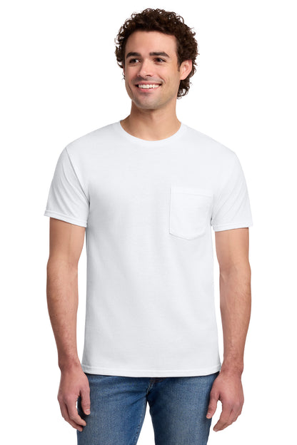 Jerzees Dri-Power 50/50 Cotton/Poly Pocket T-Shirt - White - front