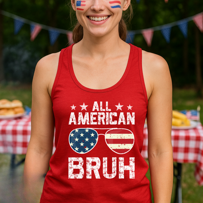 All American BRUH Shirt with USA Flag Sunglasses | Funny 4th of July Tee