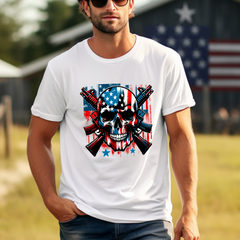Patriotic Skull Shirt with Guns | American Flag Skull Graphic Tee