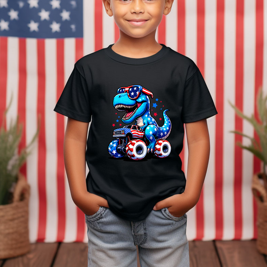 Kids Patriotic T-Rex Shirt | 4th of July Dinosaur Tee