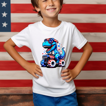 Kids Patriotic T-Rex Shirt | 4th of July Dinosaur Tee
