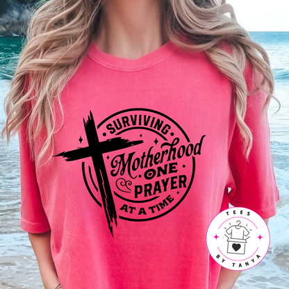 Surviving Motherhood One Prayer at a Time with a Cross Shirt