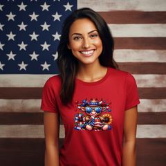 Patriotic Cow Shirt with Sunglasses Cowboy Hat Popsicle | 4th of July Graphic Tee