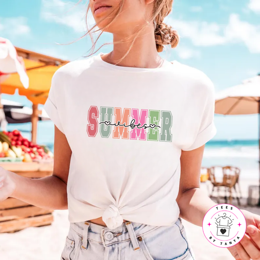 Summer Vibes Shirt with Heart | Cute Summer Unisex Graphic Tee