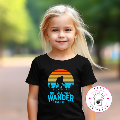 Youth Bigfoot Not All Who Wander Are Lost Shirt