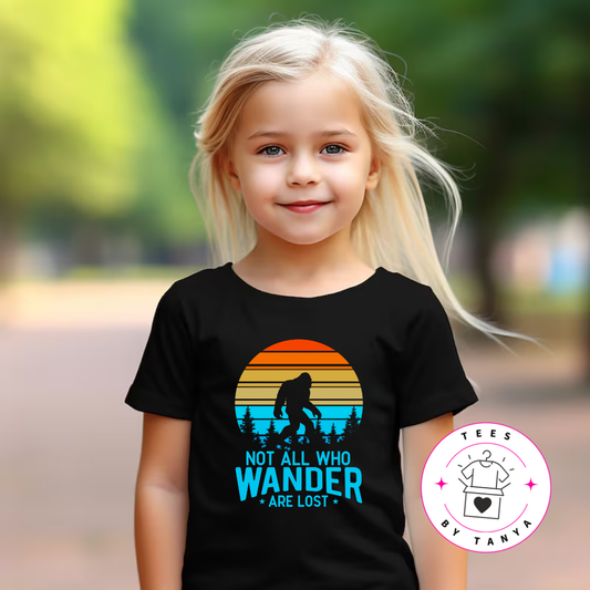 Youth Bigfoot Not All Who Wander Are Lost Shirt