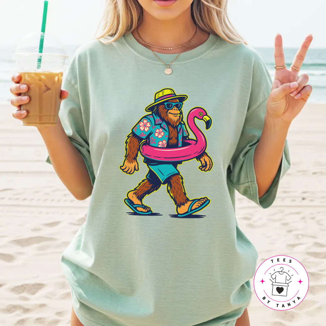 Funny Bigfoot with Floaties Unisex Summer Shirt