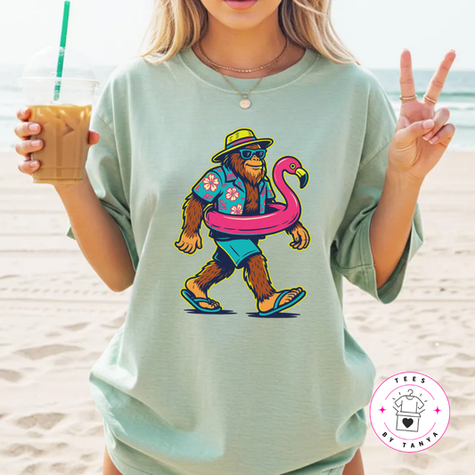 Funny Bigfoot with Floaties Unisex Summer Shirt