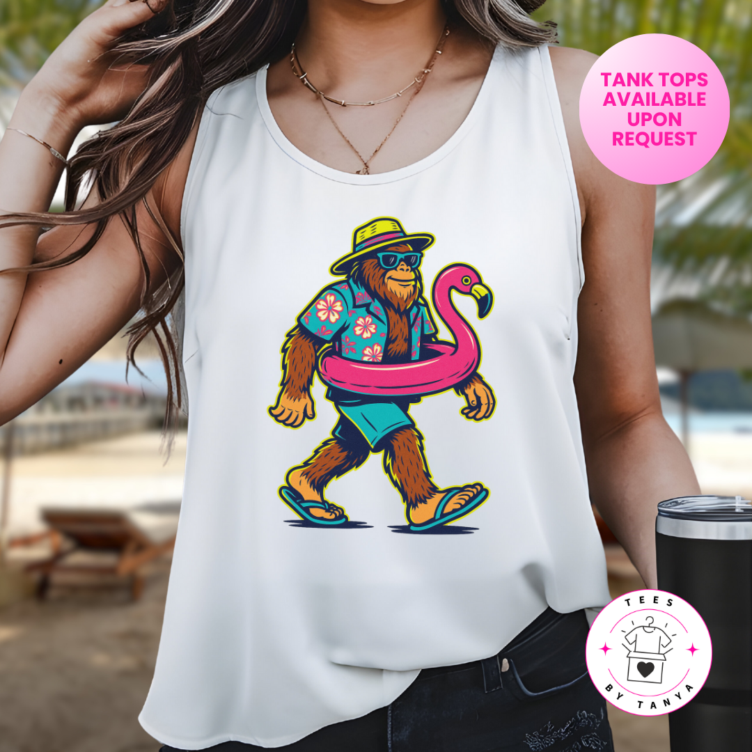 Funny Bigfoot with Floaties Unisex Summer Shirt