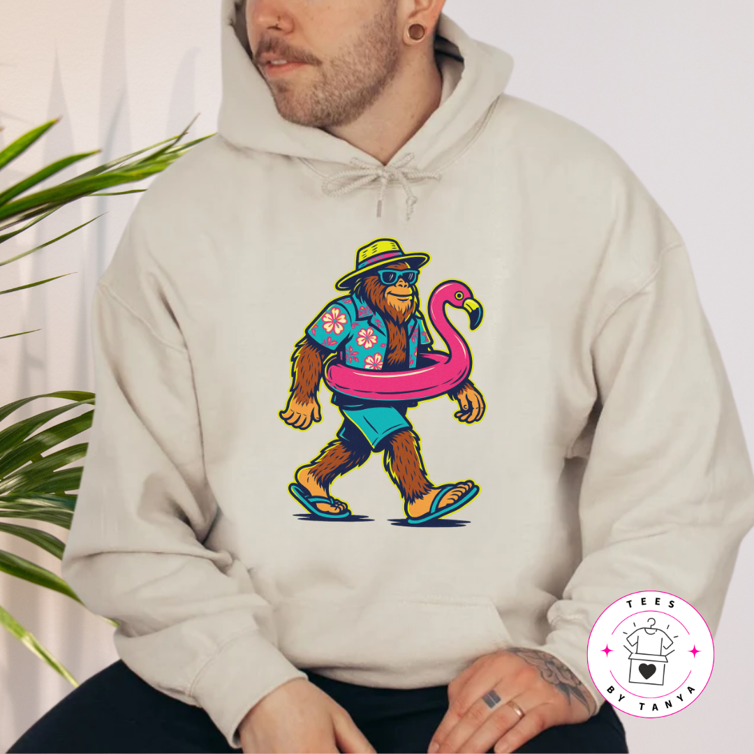 Funny Bigfoot with Floaties Unisex Summer Shirt