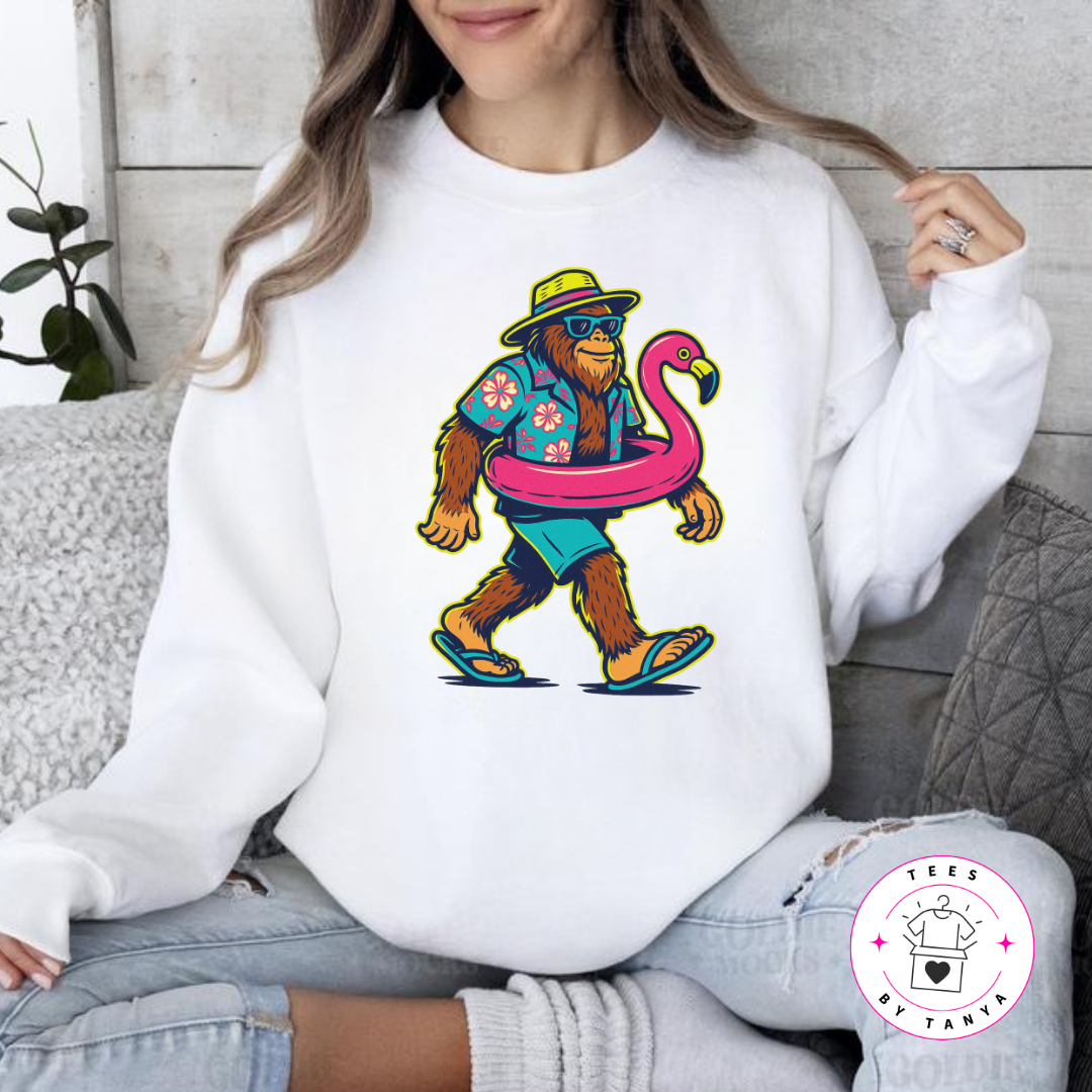 Funny Bigfoot with Floaties Unisex Summer Shirt