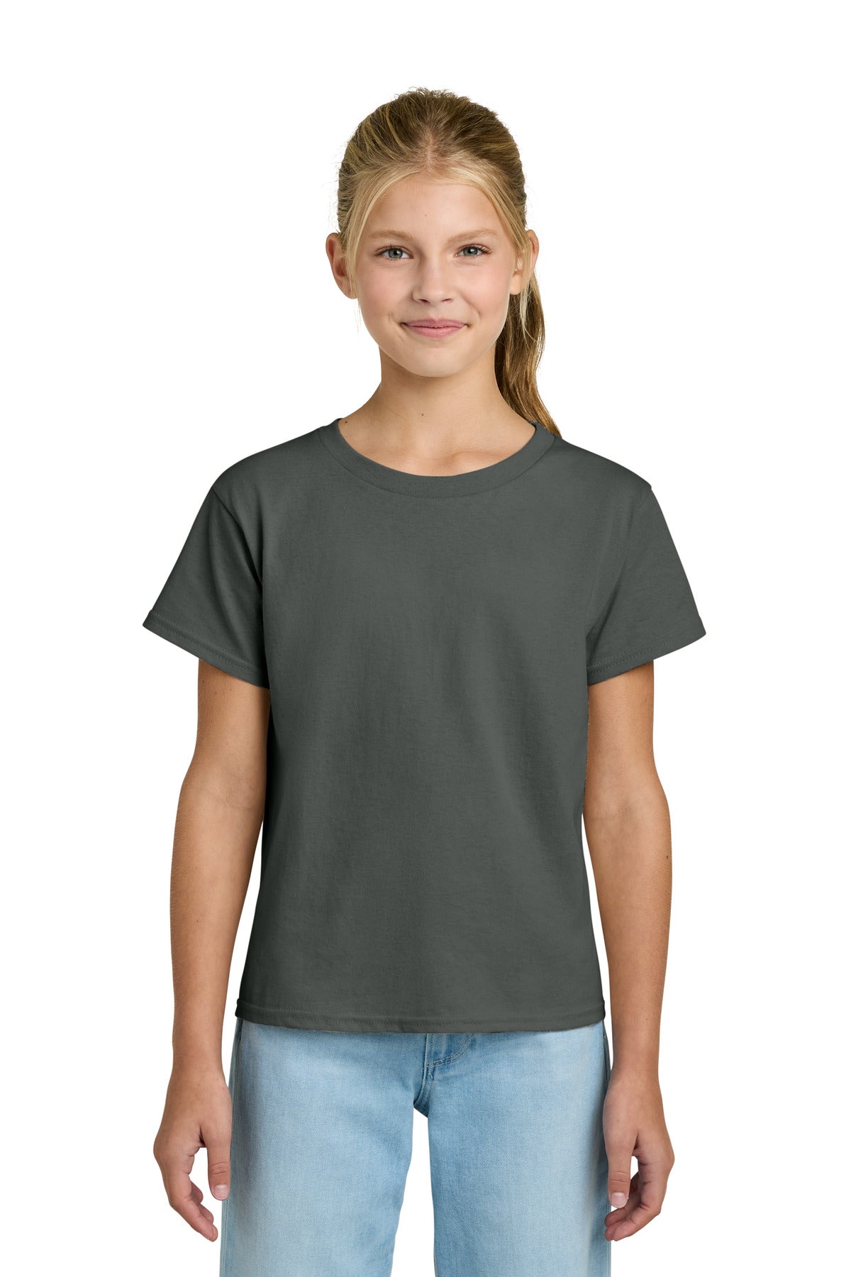 Gildan Youth Light Cotton Tee - Charcoal - front