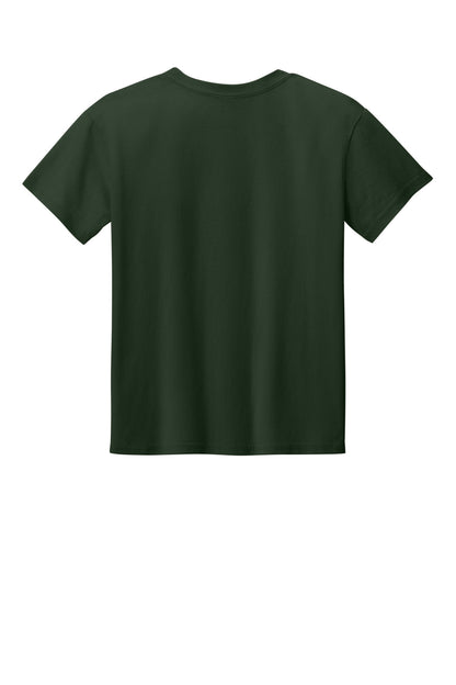 Gildan Youth Light Cotton Tee - Forest Green - flat back