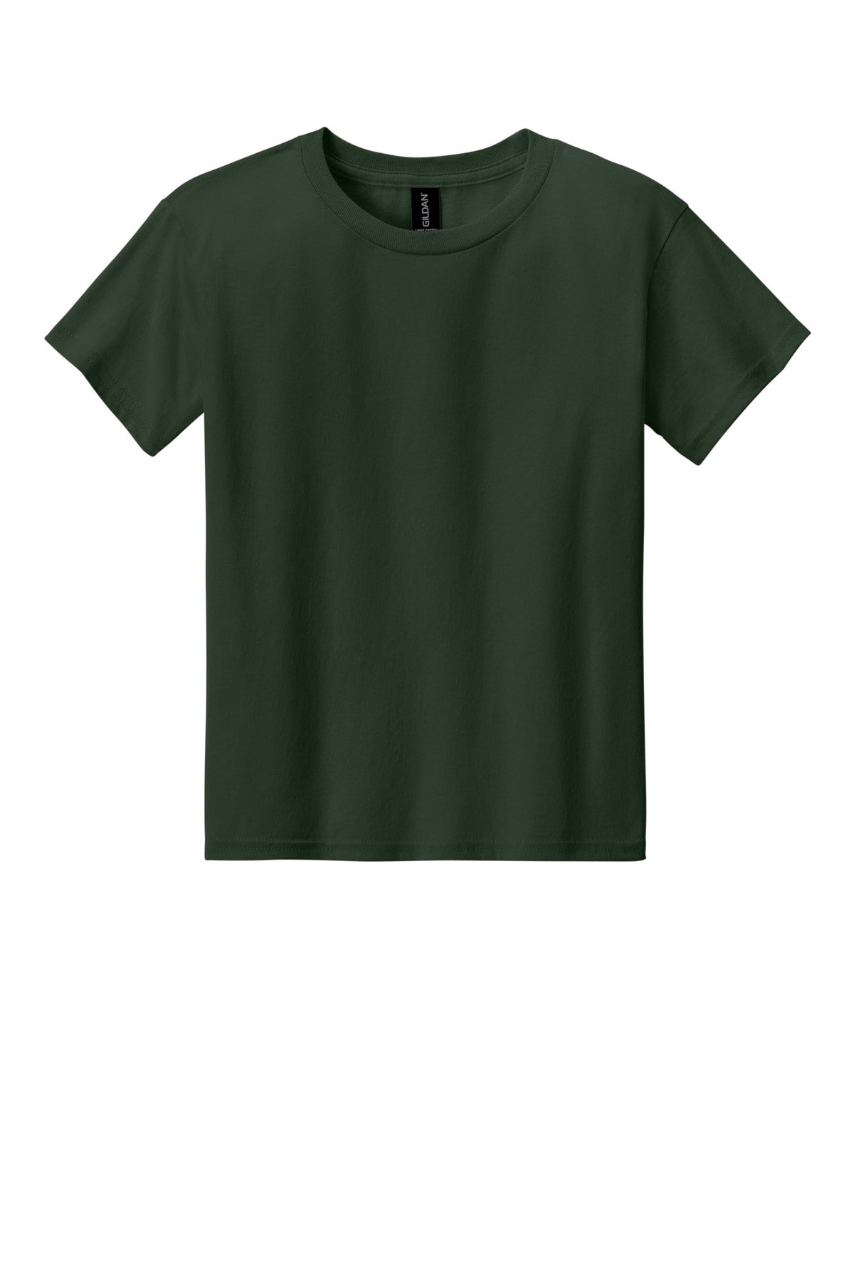 Gildan Youth Light Cotton Tee - Forest Green - flat front