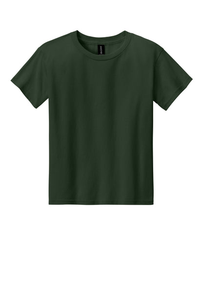 Gildan Youth Light Cotton Tee - Forest Green - flat front