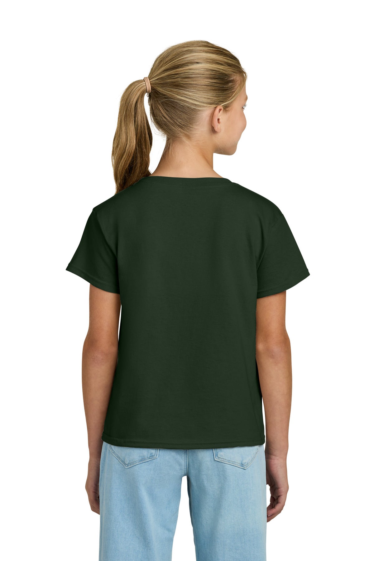 Gildan Youth Light Cotton Tee - Forest Green - back
