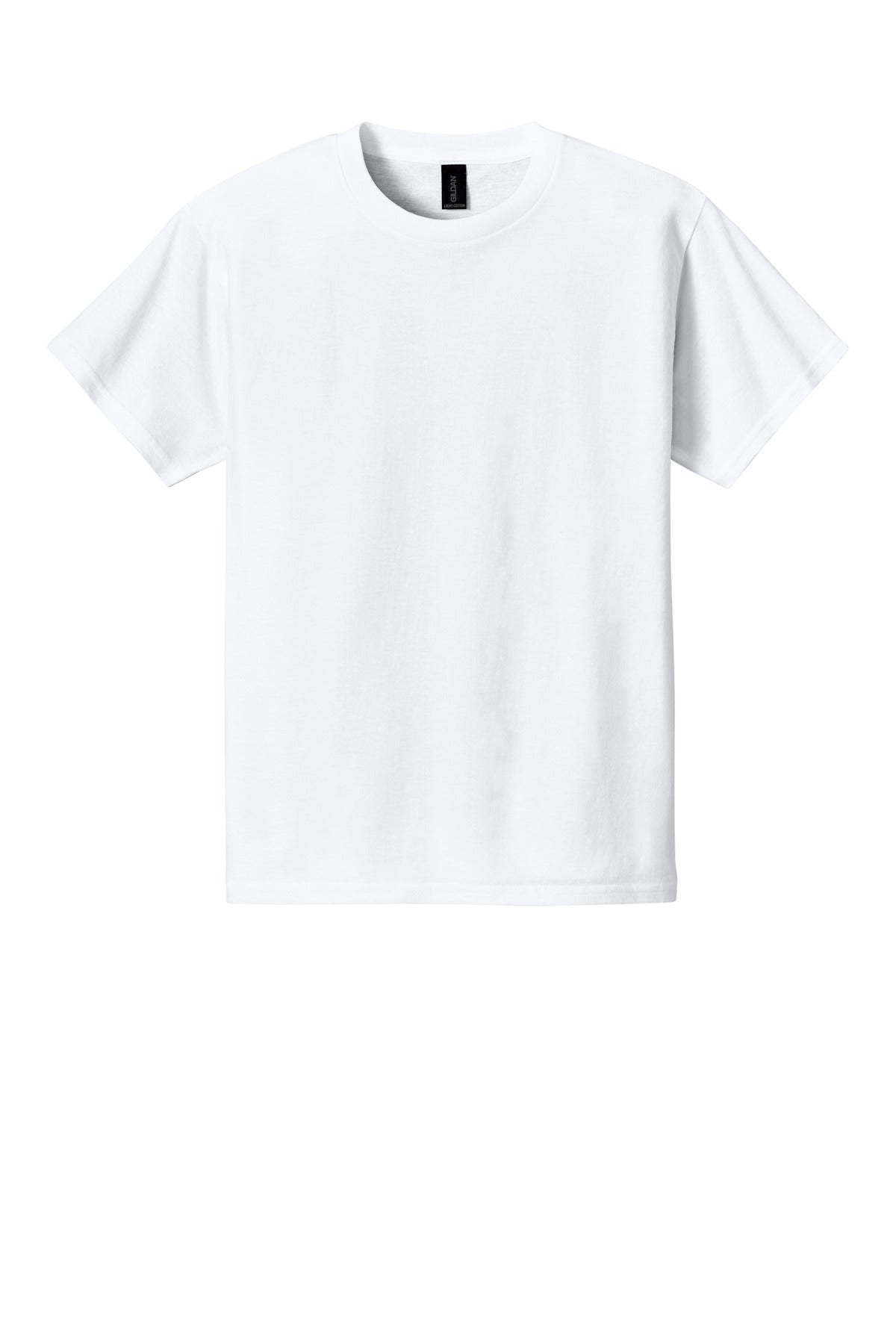 Gildan Youth Light Cotton Tee - White - flat front